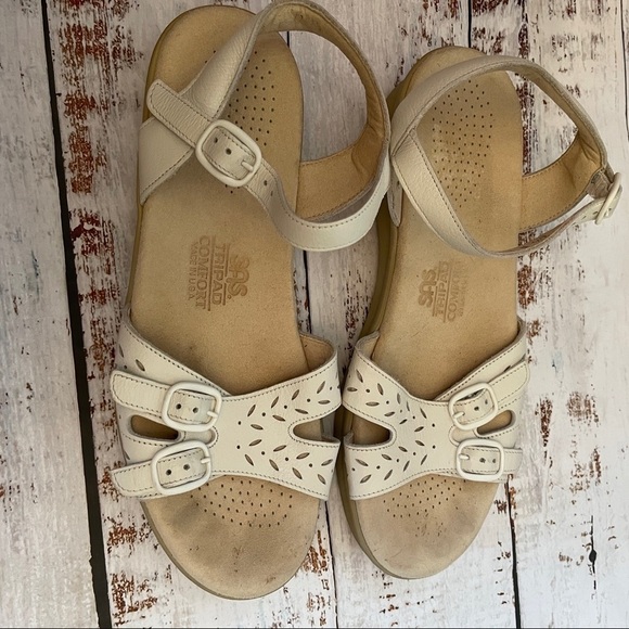 𝅺SAS duo quarter strap sandals size 6.5 narrow off white shoes summer orthotic - Picture 3 of 8